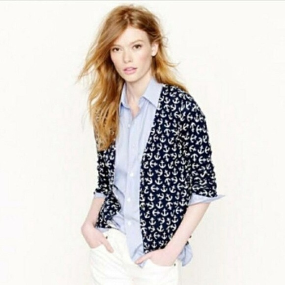 J. Crew The Clare Cardigan Anchor Print - S - Picture 2 of 9